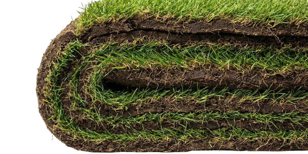 Rolls of fresh sod